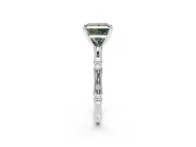 Solitaire Engagement Ring Setting for Fancy Green Princess Cut Center with Bamboo Band and Prong Head in Sterling Silver