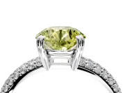Solitaire Engagement Ring Setting for Fancy Yellow Round Cut Center with Multi-Row Pave Accents and Basket Head in Platinum