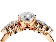 Cluster Engagement Ring Setting for Pear-Shaped Center with 2-Row Shoulder Clusters and Prong Head in Rose Gold