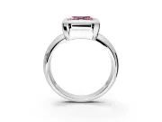 Solitaire Engagement Ring Setting for Fancy Pink Asscher Cut Center with Wide Band and Bezel Head in Sterling Silver