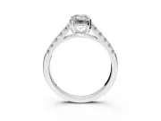 Solitaire Engagement Ring Setting for Emerald Cut Center with Partway Pave Band and Prong Head in Sterling Silver