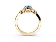 Solitaire Engagement Ring Setting for Fancy Blue Oval Center with Marquise Flower Shoulders and Prong Head in Yellow Gold