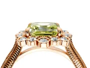 Milgrain Halo Engagement Ring Setting for Fancy Yellow Asscher Cut Center with Bezel Point Accents and Prong Head in Rose Gold