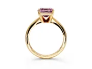 Solitaire Engagement Ring Setting for Fancy Pink Asscher Cut Center with Knife Ridge Band and Claw Prong Head in Yellow Gold