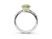 Cluster Engagement Ring Setting for Fancy Yellow Princess Cut Center with Round Cut Accent Band and Prong Head in Platinum