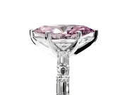 Baguette Engagement Ring Setting for Fancy Pink Marquise Center with Alternating Bar-Set Band and Prong Head in Sterling Silver