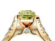 Solitaire Engagement Ring Setting for Fancy Yellow Radiant Cut Center with Pave Cathedral Shoulders and Prong Head in Yellow Gold