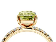 Solitaire Engagement Ring Setting for Fancy Yellow Radiant Cut Center with Shared-Prong Accents and Prong Head in Yellow Gold