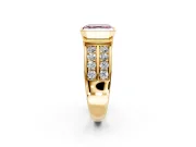 Bezel Engagement Ring Setting for Fancy Pink Asscher Cut Center with Wide Channel-Set Band and Bezel Head in Yellow Gold