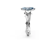 Solitaire Engagement Ring Setting for Fancy Blue Marquise Center with Pave and Plain Crossover Band and Prong Head in Platinum