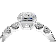 5 Stone Engagement Ring Setting for Radiant Cut Center with Plain Band and Prong Head in Platinum