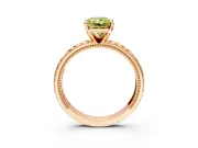 Solitaire Engagement Ring Setting for Fancy Yellow Radiant Cut Center with Milgrain X Pattern Band and Prong Head in Rose Gold