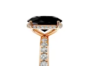 Hidden Halo Engagement Ring Setting for Fancy Black Oval Center with Pave Band and Prong Head in Rose Gold