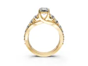 Solitaire Engagement Ring Setting for Emerald Cut Center with Graduated Shared Prongs and Prong Head in Yellow Gold