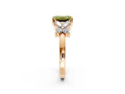 Floral Engagement Ring Setting for Fancy Yellow Emerald Cut Center with Marquise Cluster Shoulders and Prong Head in Rose Gold
