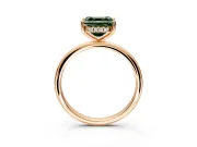 Hidden Halo Engagement Ring Setting for Fancy Green Asscher Cut Center with Thin Round-Wire Band and Prong Head in Rose Gold