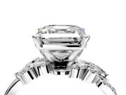 Solitaire Engagement Ring Setting for Asscher Cut Center with Marquise Accent Twist Band and Prong Head in Sterling Silver