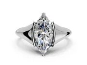 Tension Engagement Ring Setting for Marquise Center with Wide Tapered Band and Tension Head in Platinum