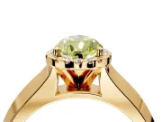 Halo Engagement Ring Setting for Fancy Yellow Pear-Shaped Center with Knife Ridge Cathedral Band and Prong Head in Yellow Gold