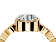 Milgrain Bezel Engagement Ring Setting for Round Cut Center with Marquise Stations and Bezel Head in Yellow Gold