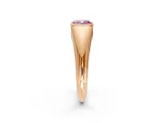 Tension Engagement Ring Setting for Fancy Pink Cushion Cut Center with Wide Tapered Band and Tension Head in Rose Gold