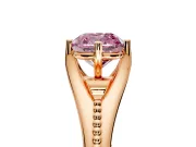 Solitaire Engagement Ring Setting for Fancy Pink Cushion Cut Center with Milgrain Cathedral Band and Prong Head in Rose Gold
