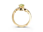 Solitaire Engagement Ring Setting for Fancy Yellow Pear-Shaped Center with Pave Bypass Twist Band and Prong Head in Yellow Gold