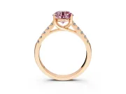 Solitaire Engagement Ring Setting for Fancy Pink Round Cut Center with Partway Pave Band and Prong Head in Rose Gold