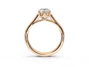 Solitaire Engagement Ring Setting for Oval Center with Cathedral Band and Prong Head in Rose Gold