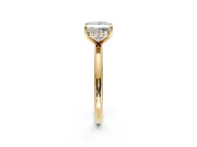 Hidden Halo Engagement Ring Setting for Princess Cut Center with Thin Rounded Band and Prong Head in Yellow Gold