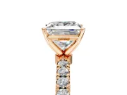 Open Basket Engagement Ring Setting for Princess Cut Center with Pave Band and Prong Head in Rose Gold