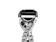 Solitaire Engagement Ring Setting for Fancy Black Asscher Cut Center with Narrow Twist Pave Band and Prong Head in White Gold