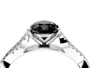 Solitaire Engagement Ring Setting for Fancy Black Pear-Shaped Center with Twisted Pave Split Shank and Prong Head in Sterling Silver