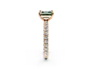 Solitaire Engagement Ring Setting for Fancy Green Asscher Cut Center with Shared-Prong Accents and Prong Head in Rose Gold