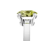 Solitaire Engagement Ring Setting for Fancy Yellow Oval Center with Plain Band and Flat Tab Prong Head in Platinum