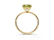 Solitaire Engagement Ring Setting for Fancy Yellow Asscher Cut Center with Straight Thin Band and Prong Head in Yellow Gold