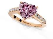 Solitaire Engagement Ring Setting for Fancy Pink Heart-Shaped Center with Crossover Accents and Prong Head in Rose Gold