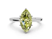 Solitaire Engagement Ring Setting for Fancy Yellow Marquise Center with Narrow Cathedral Band and Prong Head in Platinum