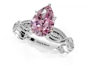 Solitaire Engagement Ring Setting for Fancy Pink Pear-Shaped Center with Marquise Panel Band and Prong Head in Sterling Silver