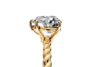 Solitaire Engagement Ring Setting for Heart-Shaped Center with Plain Twisted Rope Band and Prong Head in Yellow Gold