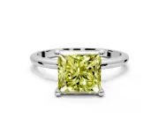 Minimalist Solitaire Engagement Ring Setting for Fancy Yellow Princess Cut Center with Thin Band and Prong Head in Sterling Silver