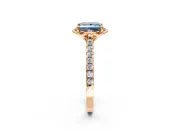 Floral Engagement Ring Setting for Fancy Blue Princess Cut Center with Pave Band and Floral Prong Head in Rose Gold