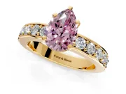 Solitaire Engagement Ring Setting for Fancy Pink Pear-Shaped Center with Channel-Set Accents and Prong Head in Yellow Gold