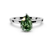 Solitaire Engagement Ring Setting for Fancy Green Pear-Shaped Center with Plain Band and Tulip Prong Head in Sterling Silver