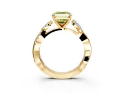 Floral Engagement Ring Setting for Fancy Yellow Asscher Cut Center with Trailing Marquise Accents and Prong Head in Yellow Gold