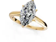 Solitaire Engagement Ring Setting for Marquise Center with Narrow Cathedral Band and Prong Head in Yellow Gold