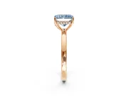 Solitaire Engagement Ring Setting for Fancy Blue Radiant Cut Center with Fine Wire Band and Prong Head in Rose Gold