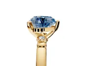 Solitaire Engagement Ring Setting for Fancy Blue Heart-Shaped Center with Beaded Shoulders and Prong Head in Yellow Gold
