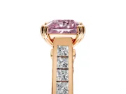 Solitaire Engagement Ring Setting for Fancy Pink Princess Cut Center with Channel Band and Double Claw Prong Head in Rose Gold