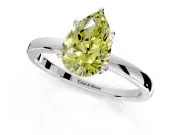 Solitaire Engagement Ring Setting for Fancy Yellow Pear-Shaped Center with Thin Rounded Plain Band and Prong Head in Sterling Silver
